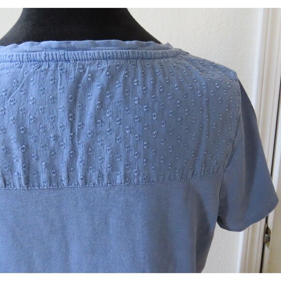 Chico's Knit Embroidered Panel Tee Top Blue Short Sleeves size 1 (M 8-10) EUC - Picture 4 of 7